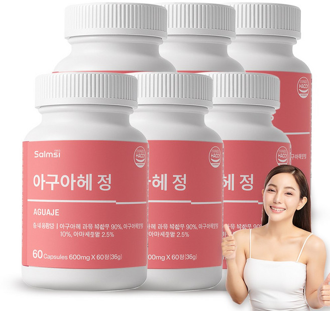 여성 갱년기 영양제 아구아헤 60정 HACCP 가슴 히비스커스 석류 아마씨분말 맥주효모 히알루론산 함유, 6개, 36g