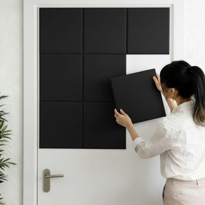 하루꿈 인테리어 방음판 접착식 방음재 흡음재 문소음방지 부착식 차음시트 벽지, 24개, 블랙