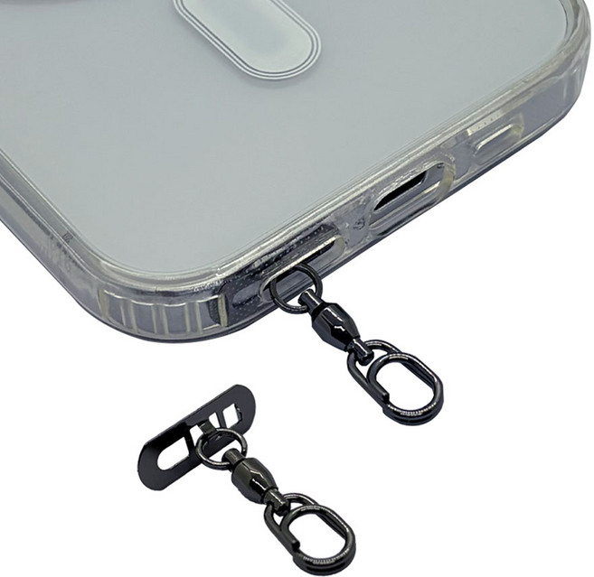 사이드핏 미니멀 스틸 태그홀더 360도 회전 휴대폰 고리, 2개, 차콜