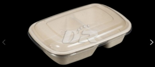 [두레] CR-900-2 300개/ 종이 펄프 사각 2칸 2구 배달 포장 용기 덮밥 도시락 전자레인지용 치킨포장 덮밥 샐러드포장 디저트포장 볶음밥 닭강정 파스타용기 스파게티용기, 뚜껑 (300개)