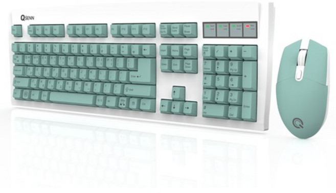 큐센 무선 키보드 마우스 세트, 일반형, MK350, 민트