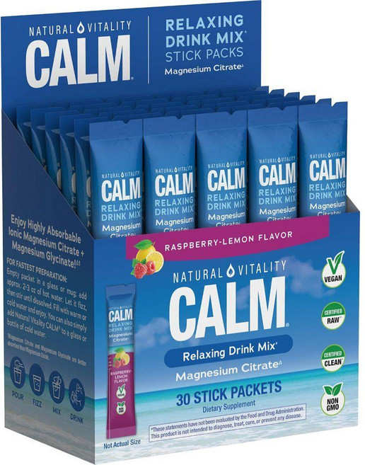 내추럴바이탈리티 마그네슘 시트레이트 파우더 스틱팩 라즈베리 레몬맛 Calm 3.3g 30개