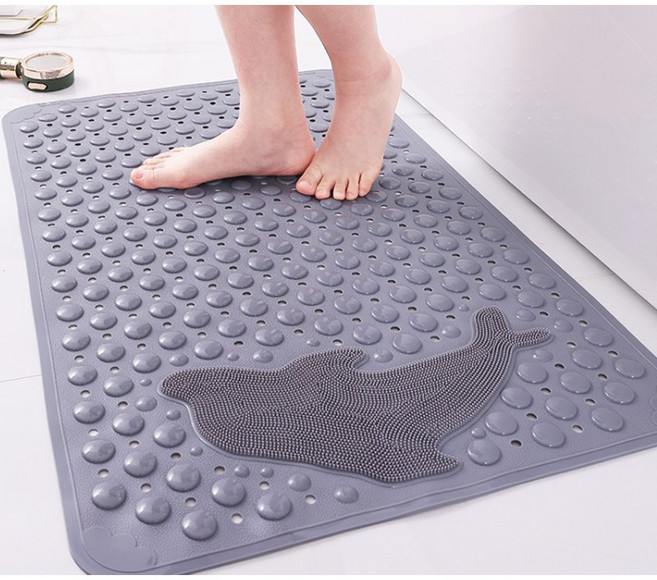 레디박스 욕실 안전 미끄럼방지 돌고래 욕실 매트 대형, 그레이