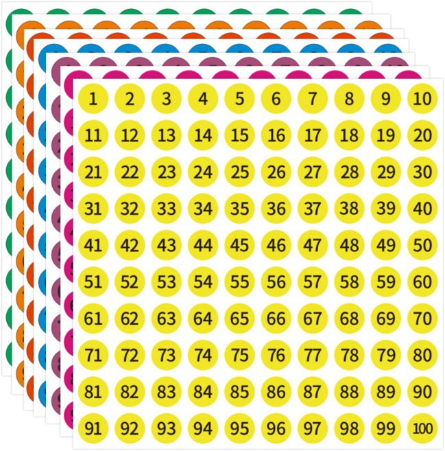 7색 세트 1~100 숫자 넘버링 스티커 700pcs, 7색혼합(S1448) 700개입, 1세트