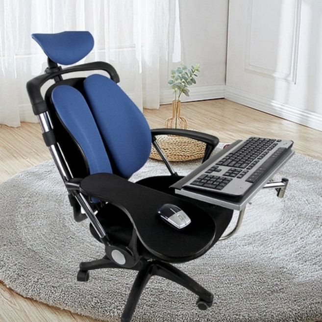 의자 고정 키보드 선반 범용 트레이 부착형 테이블 소파, 06.블랙 45CM 트레이+마우스판, 1개