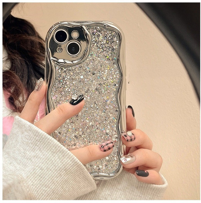 아이폰 17 전기 도금 글리터 케이스 에폭시 수지 13인치 낙하방지 여성용 카드 수납 맥세이프 호환 스마트폰 보호용