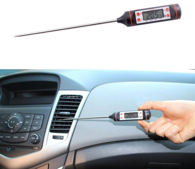 자동차 에어컨 콘센트 바늘 유형 LCD 디지털 게이지 체크 주방 온도계 범위 마이너스 50 ~ 300도 이상 제로, 1개