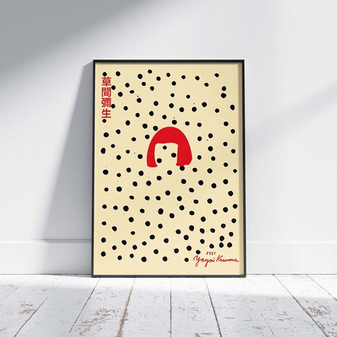 쿠사마야요이 팝아트 미술작품 전시포스터 모던인테리어 캔버스대형그림액자, 실버