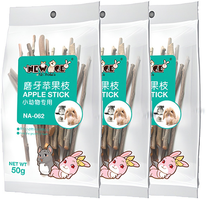 뉴에이지 사과나무스틱 소동물 이갈이용 50g, 3개