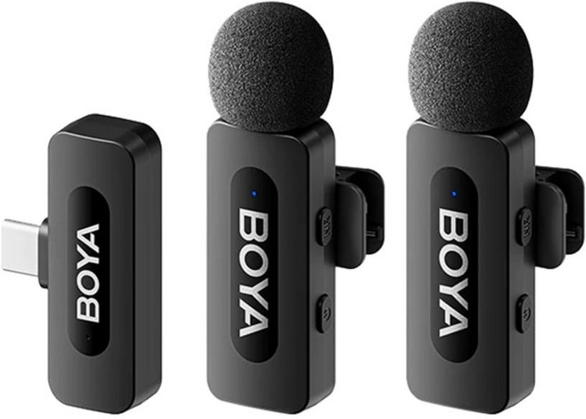 보야 BOYA BY-V20 V2.0 2.4G 무선마이크 C타입 (수신기1/송신기2), 블랙, BY-V20V2.0