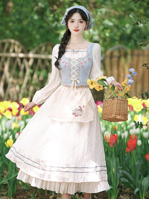 알프스소녀 원피스 중세시대 하이디 졸사 중세 졸업사진, 드레스머리띠앞치마