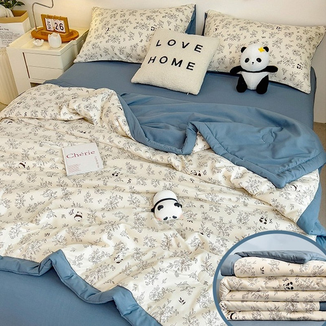 POMTOR 아이스 실크 냉감 여름 차렵이불 시원한 사계절 이불