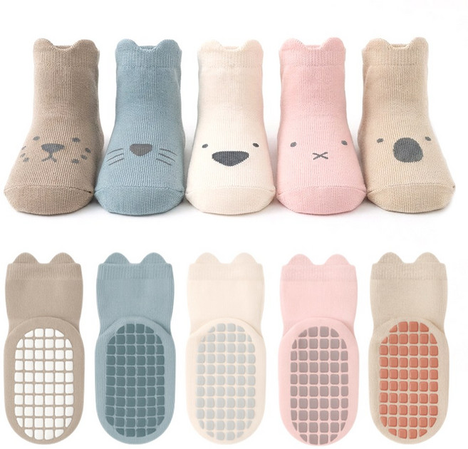 소로이 유아 아동용 쫀쫀 미끄럼방지 중목 양말 5켤레 세트 개별포장