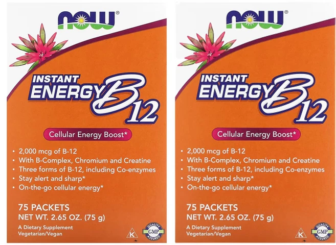 나우푸드 인스턴트 에너지 B12 2 000mcg 75팩 개당 1g(0.035oz), 2팩, 75회분 - 쿠팡