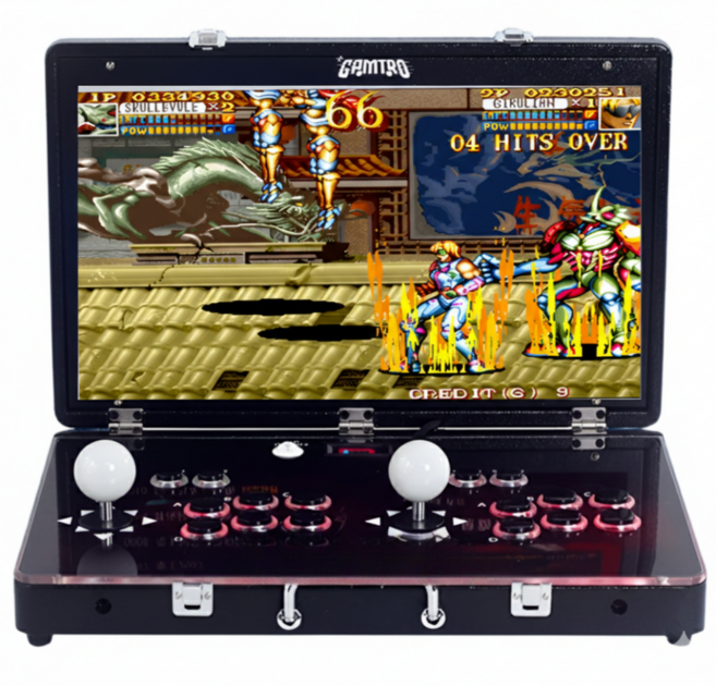 겜트로 접이식 한글판 휴대용 레트로 오락실 게임기 21인치, 블랙, 8.플러그형/3D게임(WiFi)/컨트롤러2개