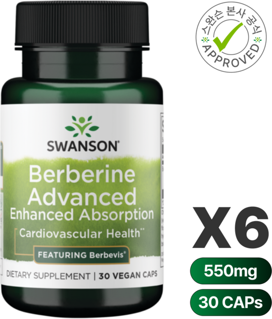 스완슨 베르베린 어드벤스드 550mg 30caps 1개 1개월분, 6개, 30정