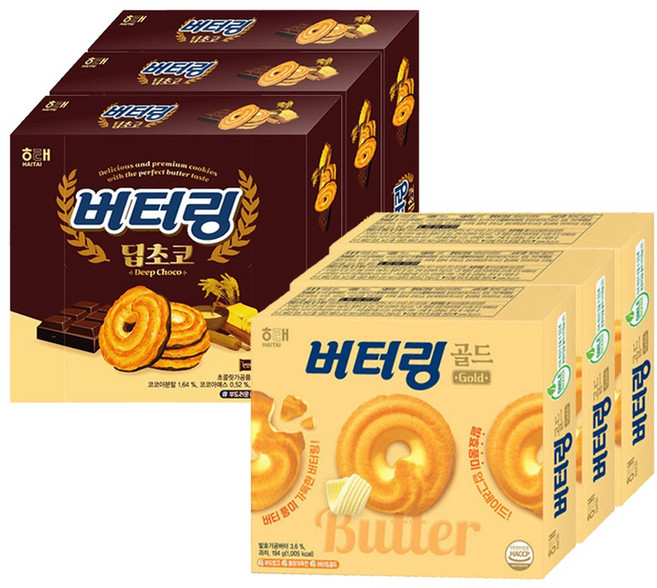 해태 버터링 192g+딥초코 155g, 3세트, 347g