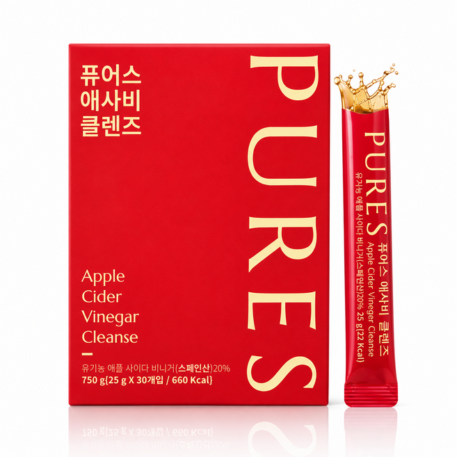 퓨어스 사과식초 애사비 애플 사이다 비니거 액상 스틱 30포, 30개, 25g