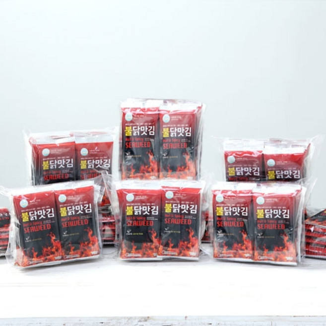 #보령대천신진수산맛김#할머니/엄마/손녀/3대정성/#----뉴신불닭맛김(6매*10봉-10팩)총100봉, 2g, 10개