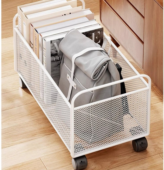 수납정리함 바퀴달린 리빙박스 1단 트롤리 이동식 철제 메쉬 바스켓