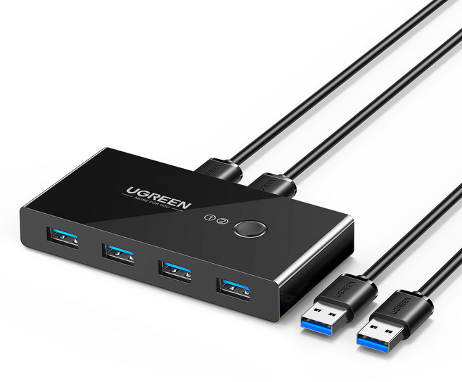 유그린 USB3.0 KVM 스위치 4포트 멀티허브, US216-30768, 1개