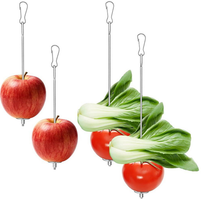 WJIAAA 4PCS Bird Cage Food Holder Stainless Steel Feeder for with Hook 22cm/17cm Parrot Fruit Skew, 기본 옵션