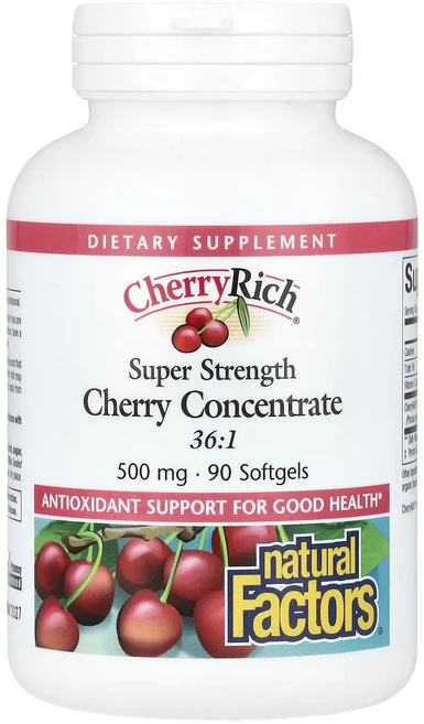 행복하고 건강하게 Natural Factors 체리 리치 초강력 체리 농축물 500mg 소프트젤 90정 백년회로하세요, NaturalFactors체리리치초강력체리농축물500m, 1개 - 쿠팡