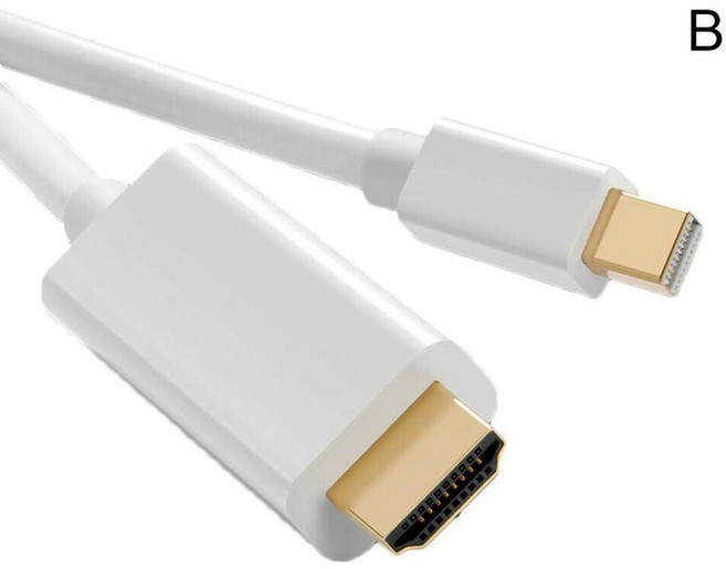 DPTOHDMI케이블 컨버터 튼튼한케이블 c타입 맥북 미니 아이맥용 DP 디스플레이 포트 선더볼트 2 HDMI 호환 케이블 프로 어댑터 금 도금 1.8M, White, 1.8미터