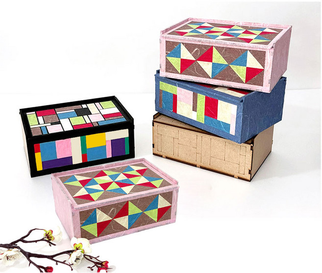 조앤안 보관함 만들기 물티슈 케이스 전통 한지공예 미술 다용도 상자 만들기, 1개, 보관함만들기(분홍네조각)