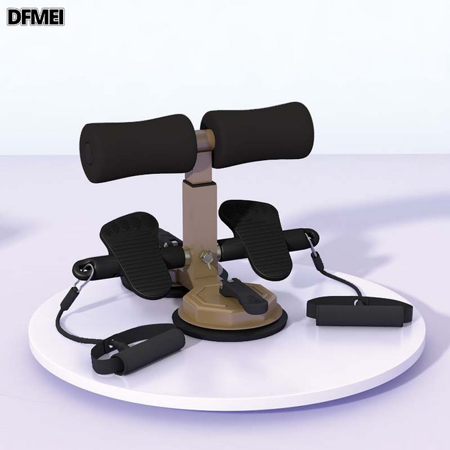 DFMEI 仰臥起坐輔助器中考專用卷腹器多功能拉力器家用帶吸盤健身器材, 参考详情, 茶金黑二代雙吸盤-腳丫款