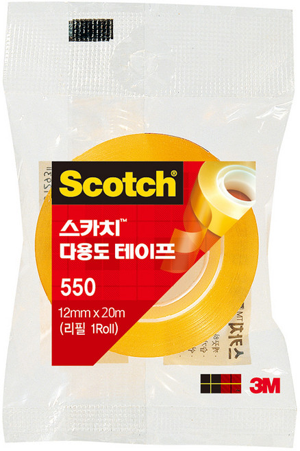 3M 스카치 다용도 테이프 강력한 투명 테이프 550R 12mm 20m, H.포장용 테이프, 19_3615-6 갈색