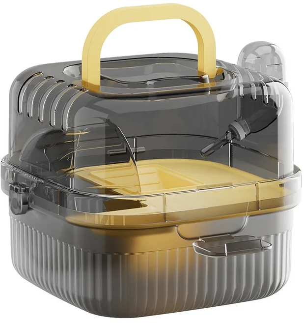 햄스터 팰리스 접이식 여행 케이지 - 2층 투명 서식지 누수 방지 물병 및 탈부착 튜브 포함 세탁기 사용 가, 03 YELLOW