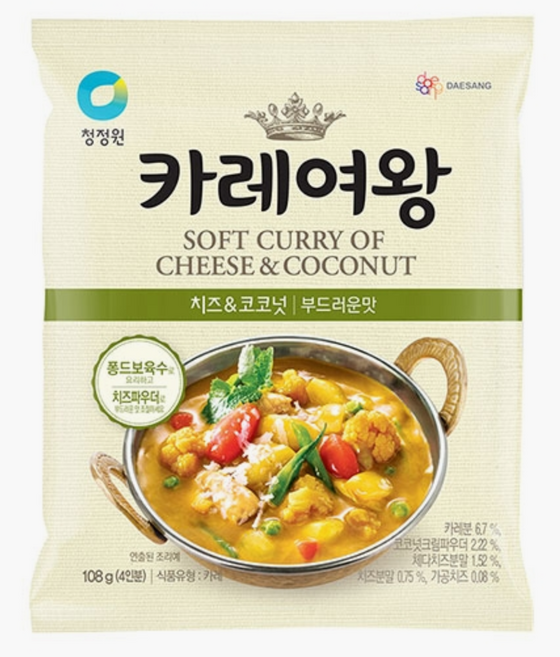 카레여왕 청정원 치즈 & 코코넛, 108g, 16개