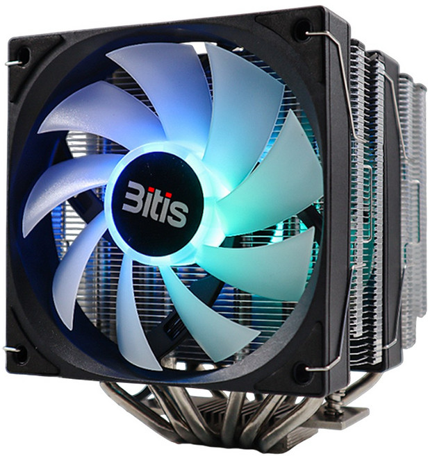 비티즈 6열 듀얼타워 120mm LED 공랭 CPU 쿨러 인텔 AMD 겸용, 1개, 블랙, T620 ARGB LED