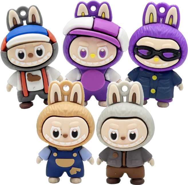 루미팝 라부부 골프 티걸이 티분실방지, 1세트, 혼합5종