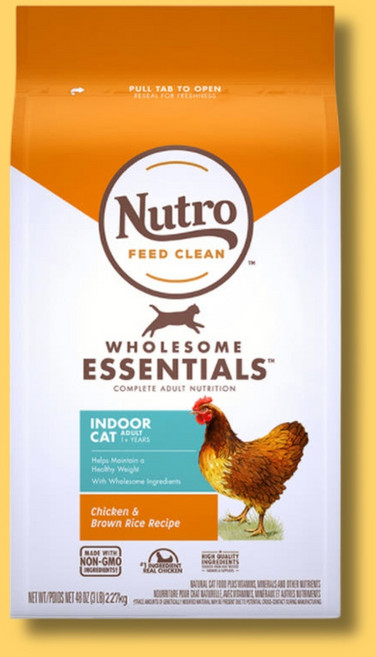 뉴트로 캣 내추럴초이스 고양이 장건강 사료 인도어 닭고기+현미, 닭, 2.27kg, 1개