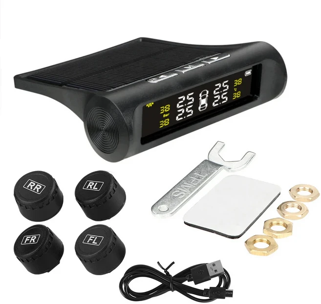스마트 자동차 TPMS 타이어 압력 모니터링 시스템 태양광 디지털 LCD 디스플레이 경보, 01 빠른