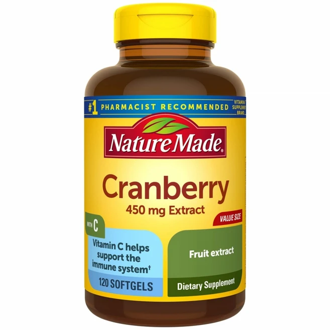 Nature Made Cranberry 네이처 메이드 크랜베리 비타민C 함유 120소프트젤, 1개, 120정 - 쿠팡