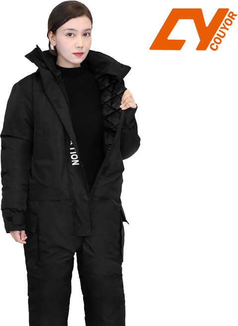 couyor 겨울오토바이방한복 라이더 점프슈트 기모 허리 뒤 지퍼, 블랙(면)