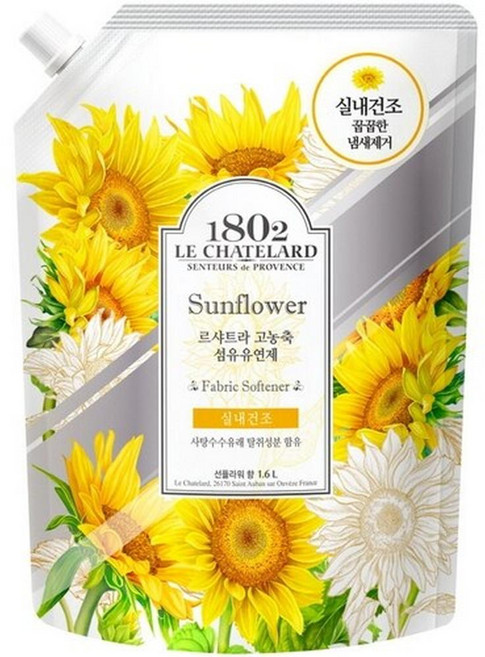 르샤트라1802 실내건조 고농축 섬유유연제 선플라워 리필, 1.6L, 12개