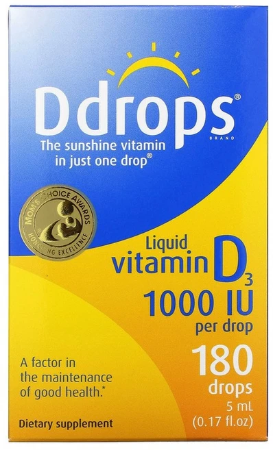 Ddrops 액상 비타민 D3 1000IU 5ml 한 방울당 1000IU 햇빛비타민, 1개 - 쿠팡