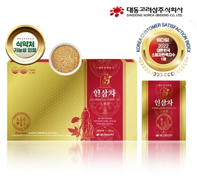 인삼차 100% 국내산 6년근 인삼 진세노사이드 식약처기능성인정 선물용, 3g, 100개, 1개 - 쿠팡