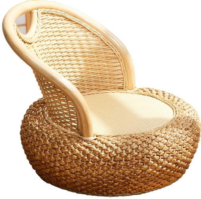 픽슝 라탄좌식의자 편안한 좌식의자 일본식 바닥 다다미의자 다도 예쁜의자 베란다 인테리어, 라탄 등받이의자, 1개