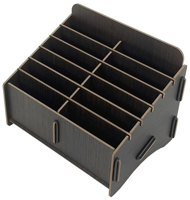 올지 우드 핸드폰보관함 휴대폰 보관함 수거함 정리 수납 학원 학교 회사, 12칸, 다크브라운, 1개