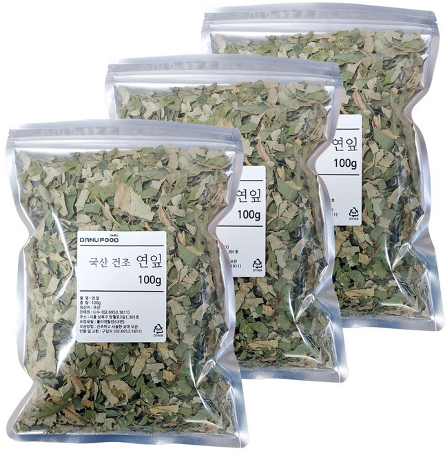 다누푸드 국산 건조 연잎 차, 3개, 100g