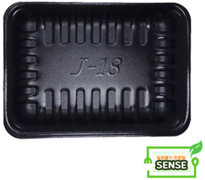 PSP 트레이 J-18호 [1000개] 검정 / 떡 정육 반찬 스티로폼접시 포장용기, J-18호 검정 1000개, 1개