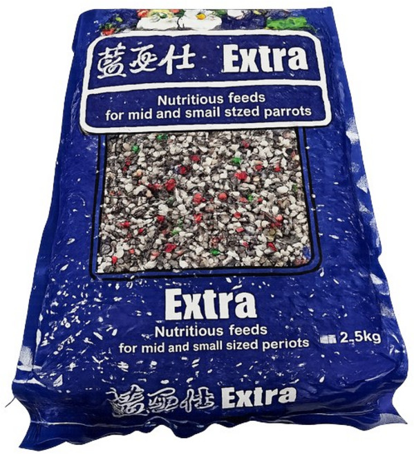 藍亞仕 Extra 鸚鵡活力補給包 營養餐 飼料, 1個, 藍亞仕 中型鸚鵡 [深藍]