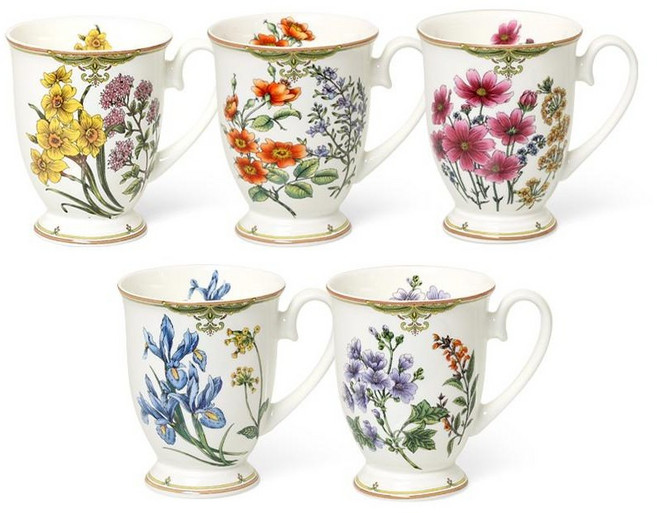 로얄에식스 버킹엄가든 본차이나 머그컵, 혼합 색상, 5개