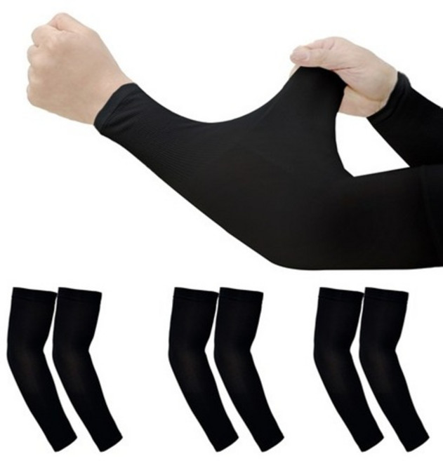 해피제이 아이스 아웃도어 UV차단 팔토시 손목형, 블랙, 3개