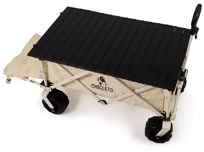 시크레토 프리미엄 뒷문 오픈형 웨건 알미늄 상판테이블, 블랙